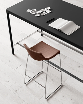 SUPEROTTO - Sled base high fabric stool with footrest by Las Mobili - view 3